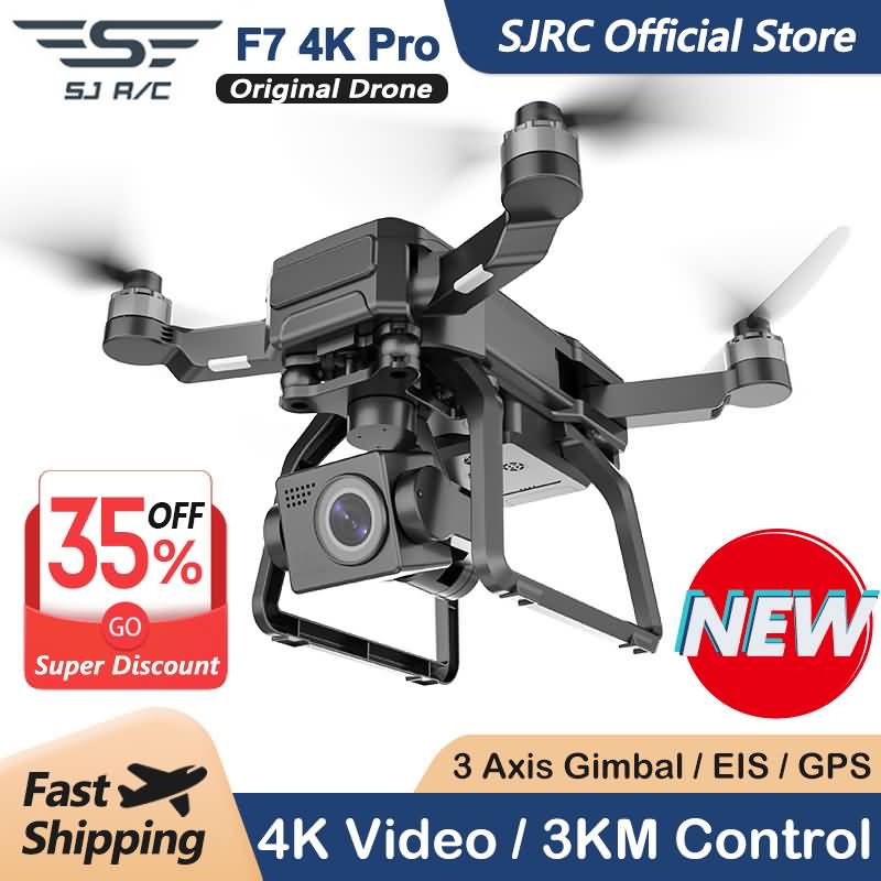 Cheap SJRC F7 4K PRO RC Drone with Camera 4K 3-Axis Gimbal Mechanical  5GWIFI FPV Brushless Motor GPS Auto